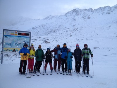 New Neige Aventure instructors in front of a rocky Greppon Blanc.