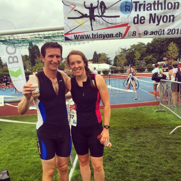 Jake and Lottie at the finish - well done!