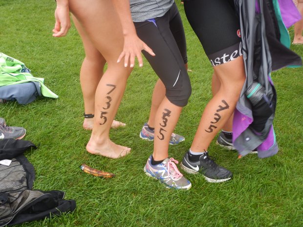 Ladies' legs marker-penned up