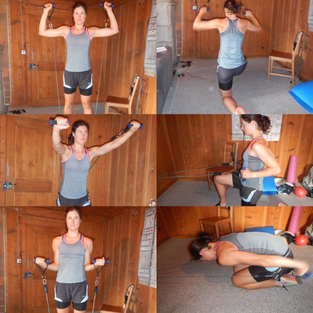 A photograph from earlier in the summer to demonstrate a 'push and pull' workout using the Bodyelastics kit