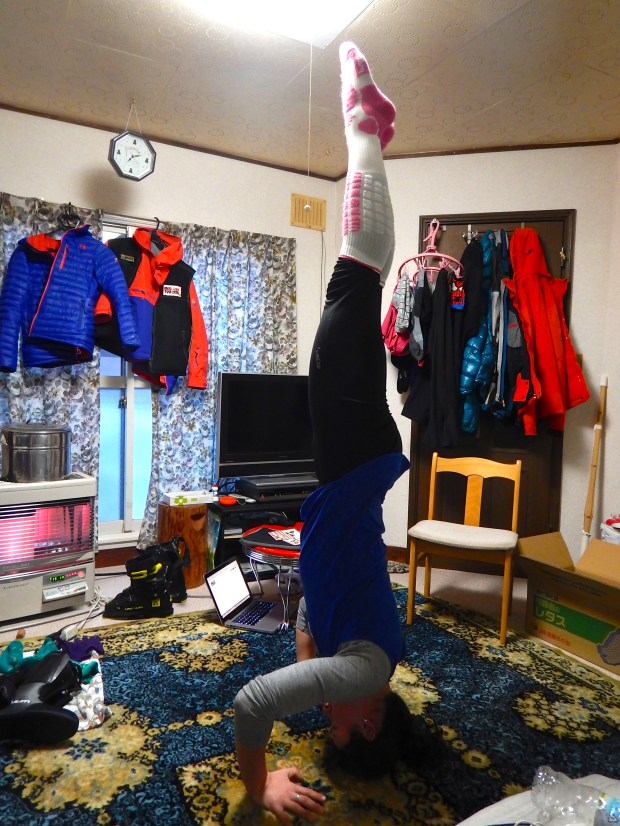 Practising my headstands. A handstand might see me go through the roof...